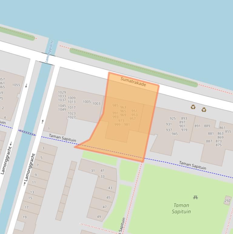 Kaart van postcodegebied 1019RC.