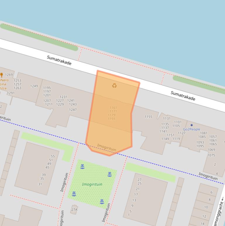 Kaart van postcodegebied 1019RH.