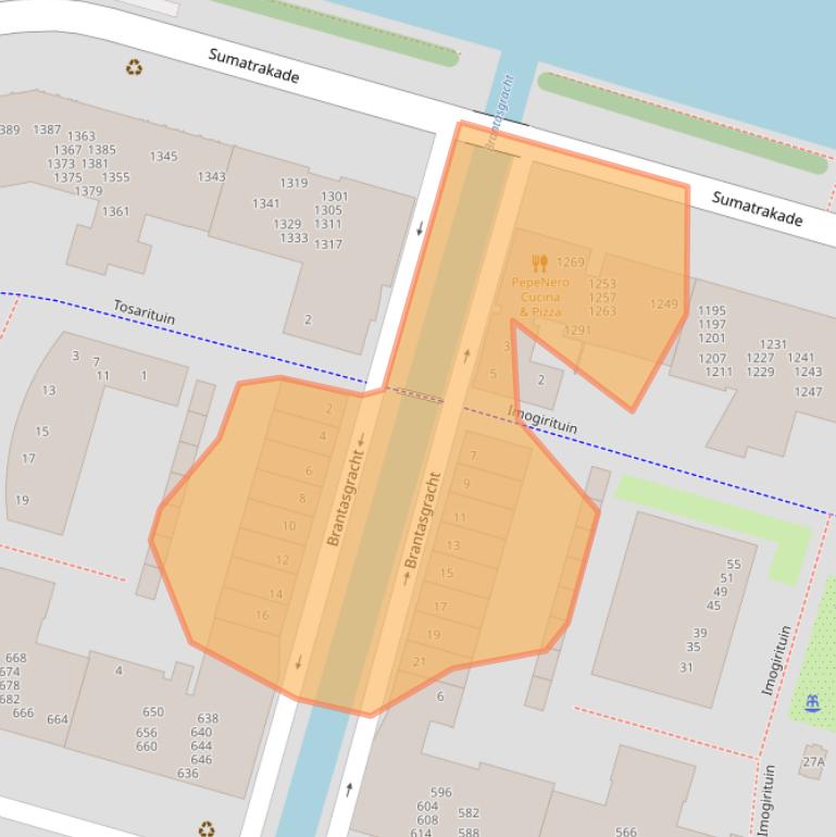 Kaart van postcodegebied 1019RK.