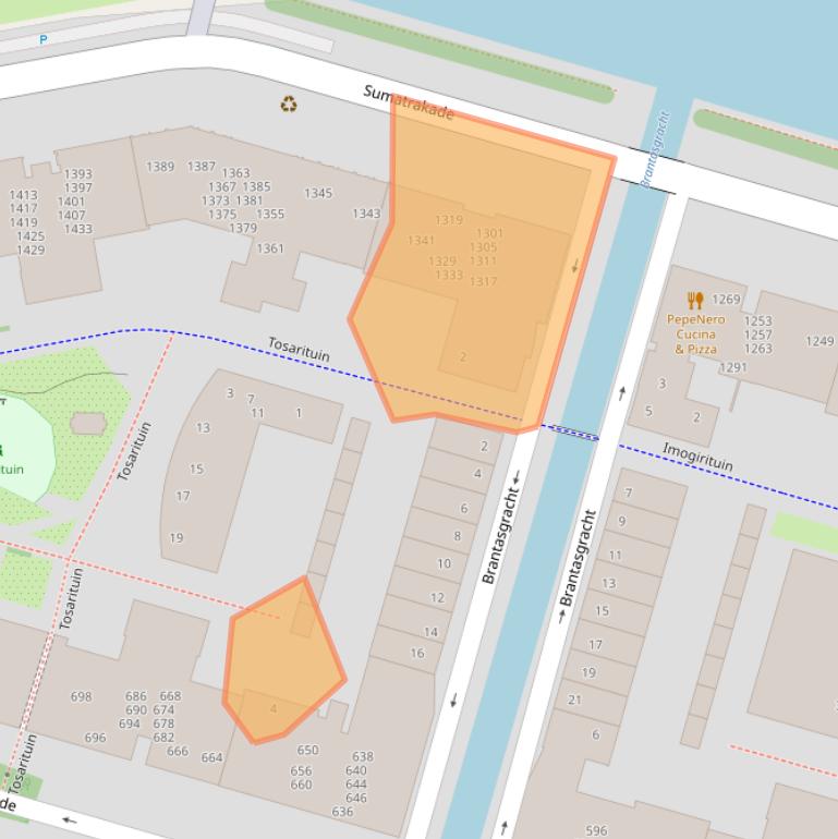 Kaart van postcodegebied 1019RM.