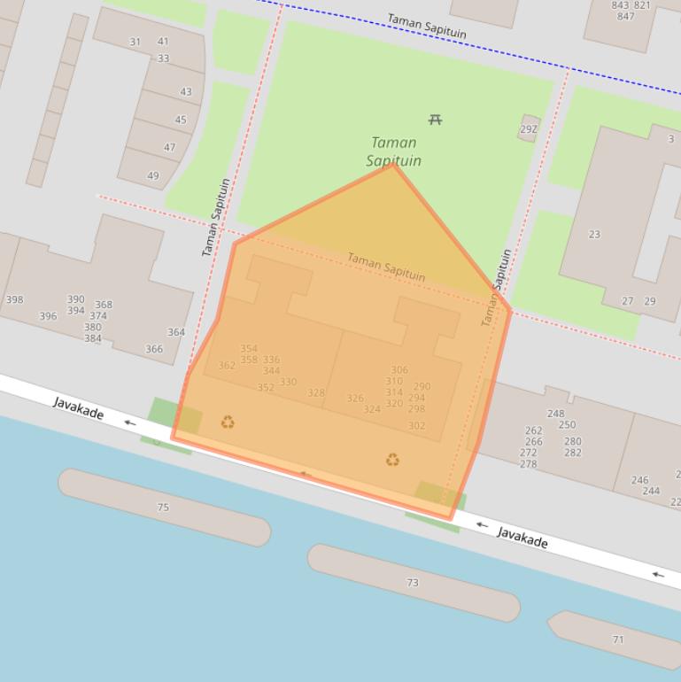 Kaart van postcodegebied 1019RZ.