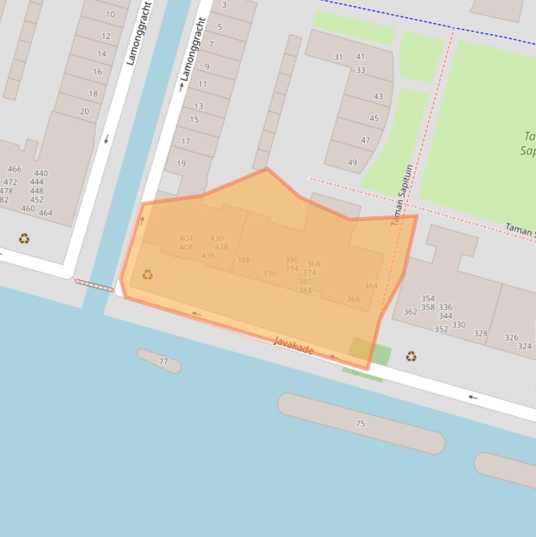 Kaart van postcodegebied 1019SB.