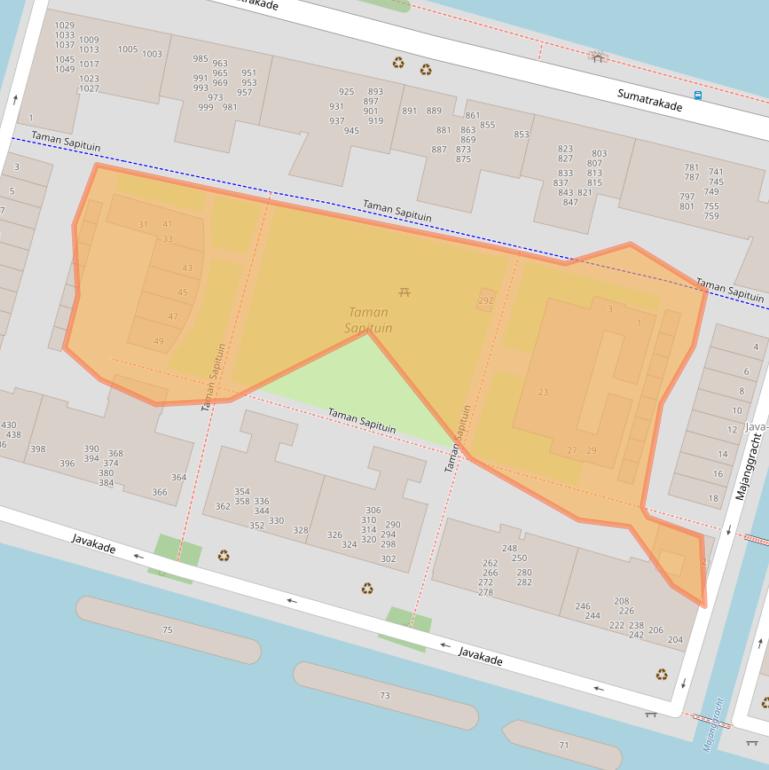Kaart van postcodegebied 1019SJ.