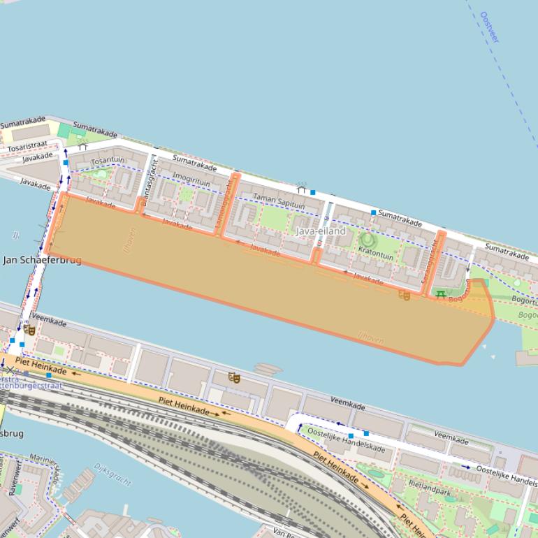 Kaart van postcodegebied 1019SZ.