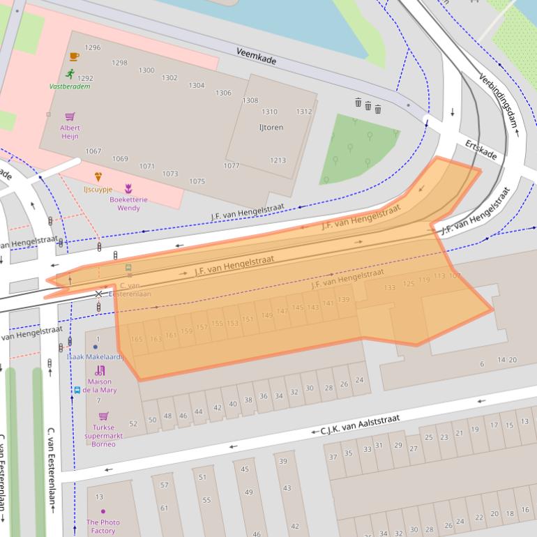 Kaart van postcodegebied 1019TP.