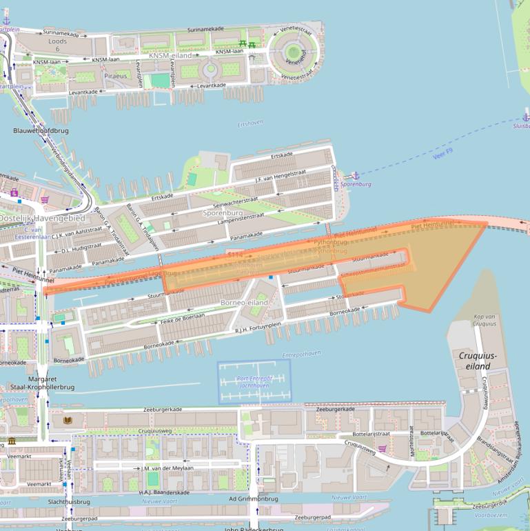 Kaart van postcodegebied 1019WZ.