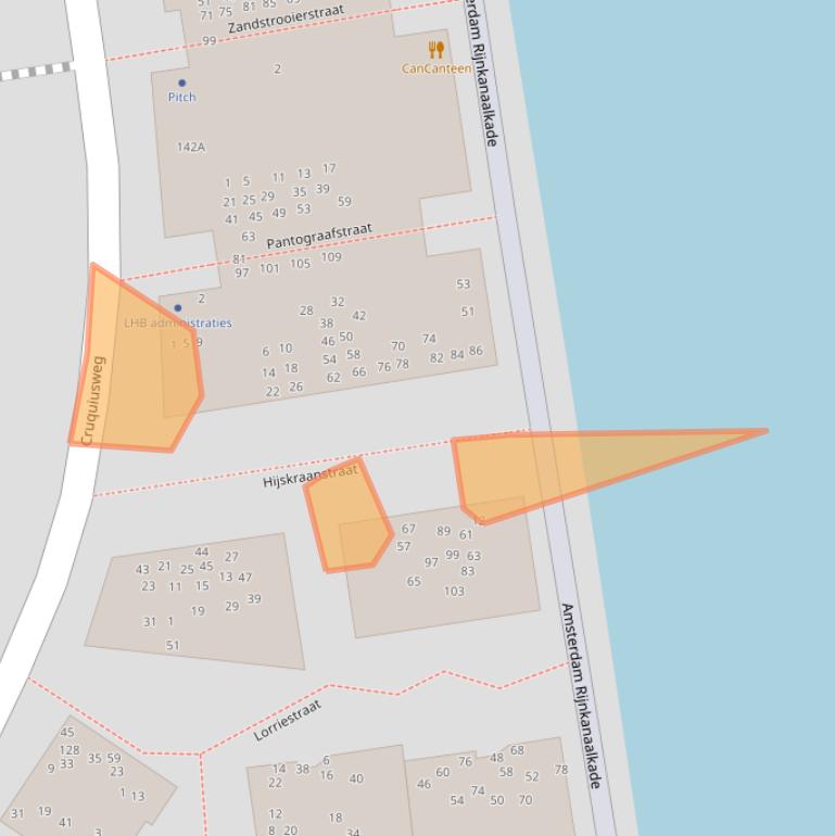 Kaart van postcodegebied 1019XW.