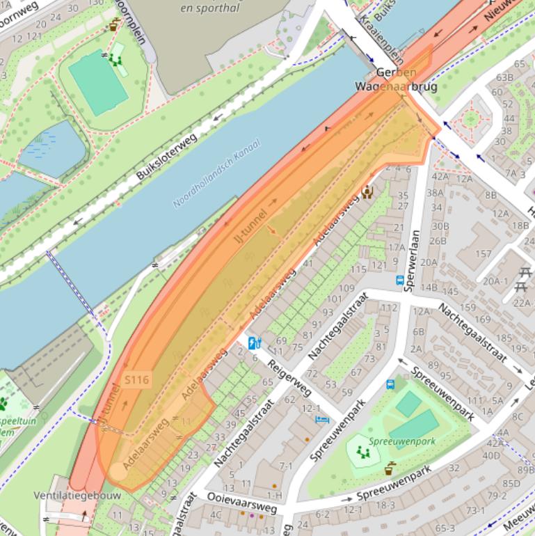 Kaart van postcodegebied 1021BM.