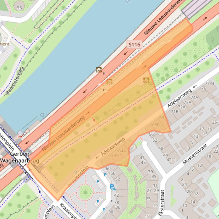 Kaart van postcodegebied 1021BT.
