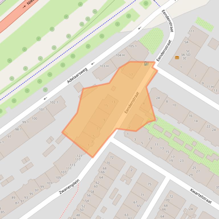 Kaart van postcodegebied 1021CE.