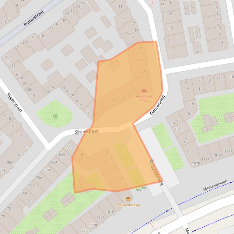 Kaart van postcodegebied 1021CN.