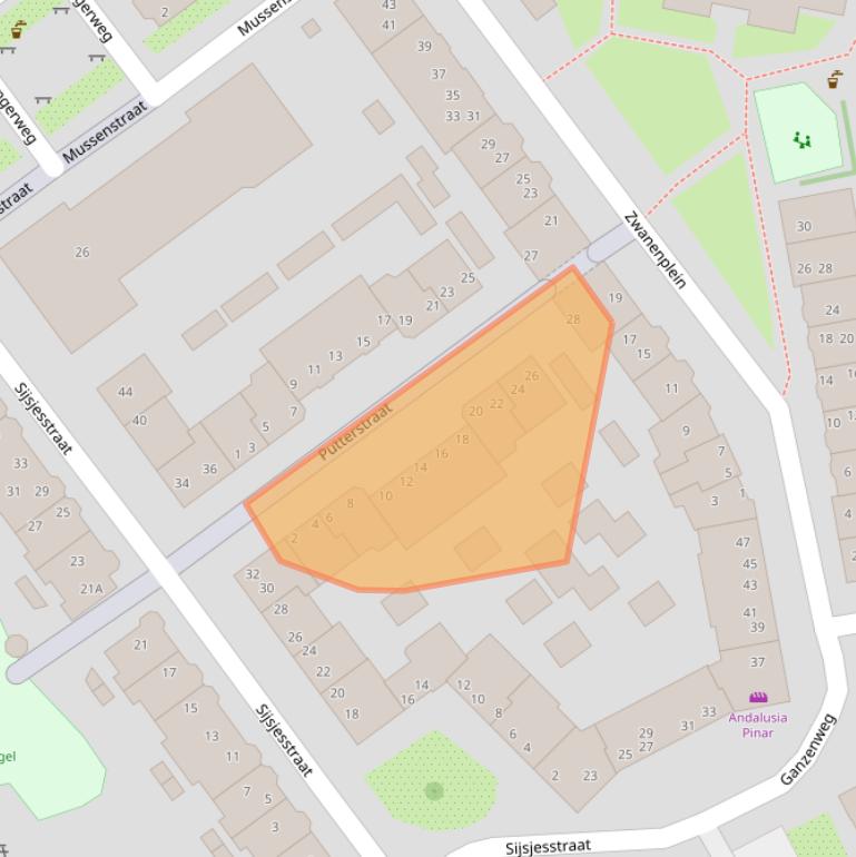 Kaart van postcodegebied 1021CZ.