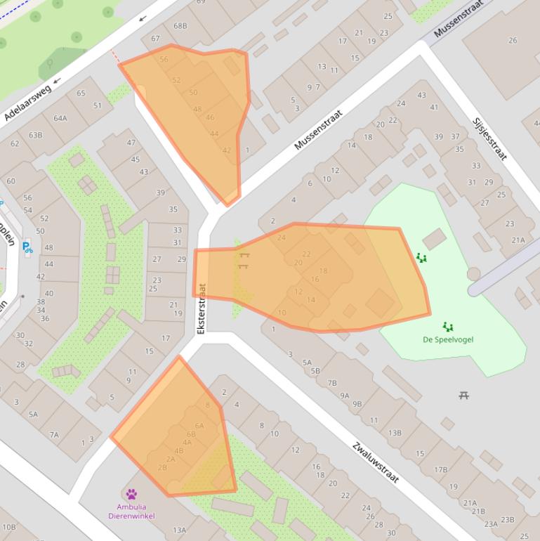Kaart van postcodegebied 1021EC.