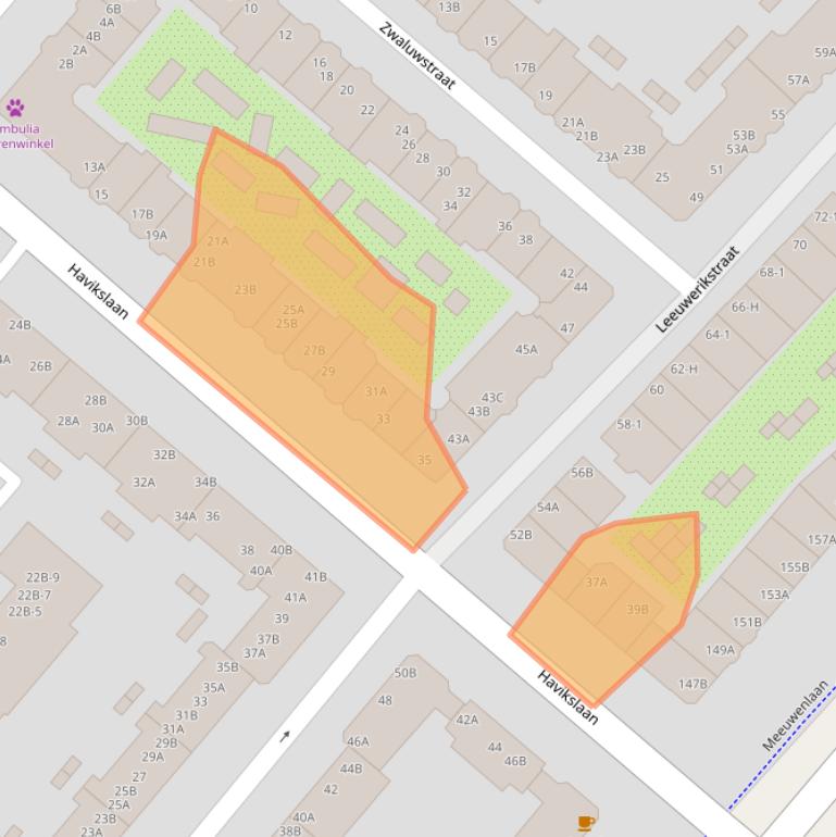Kaart van postcodegebied 1021EJ.