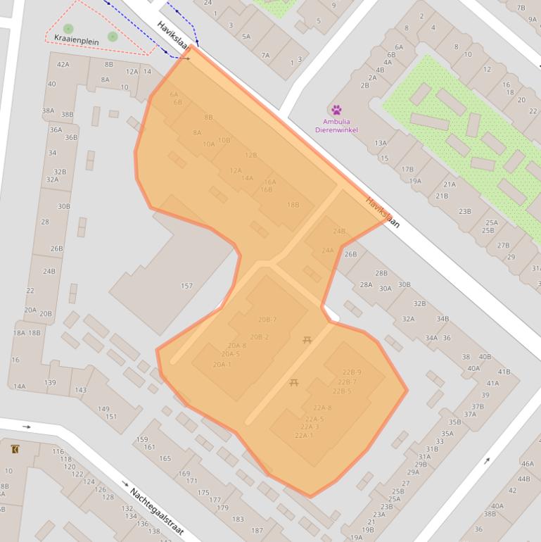 Kaart van postcodegebied 1021EK.