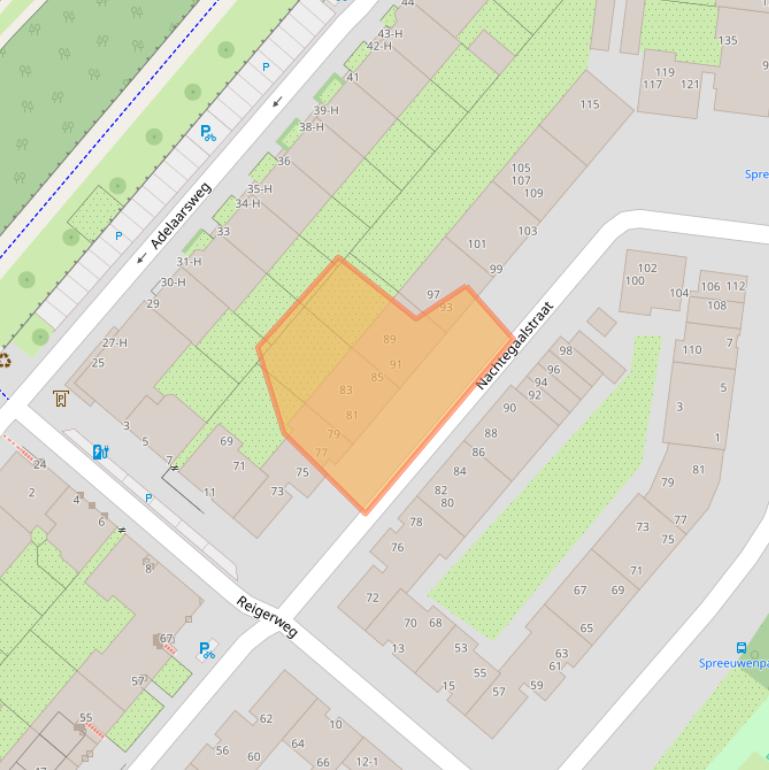 Kaart van postcodegebied 1021EW.