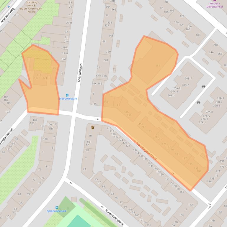 Kaart van postcodegebied 1021EZ.