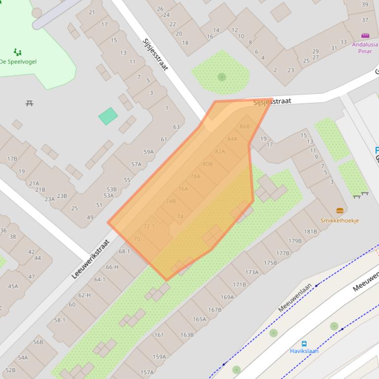 Kaart van postcodegebied 1021GP.