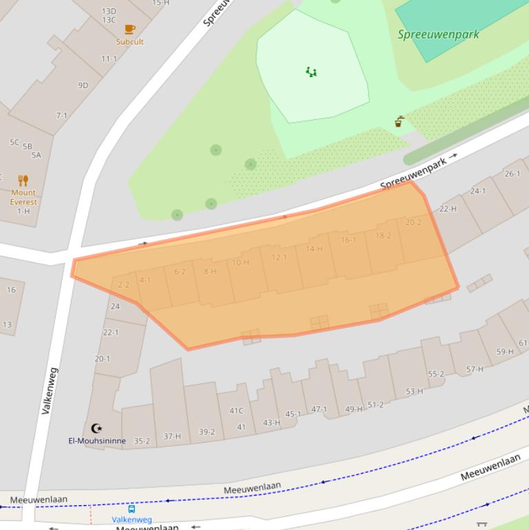 Kaart van postcodegebied 1021GW.