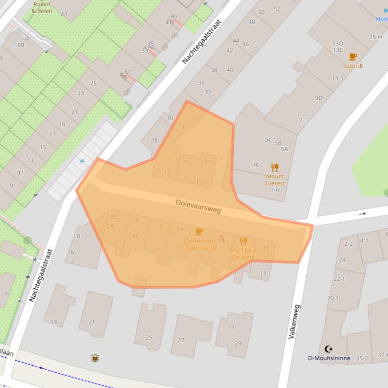 Kaart van postcodegebied 1021GZ.