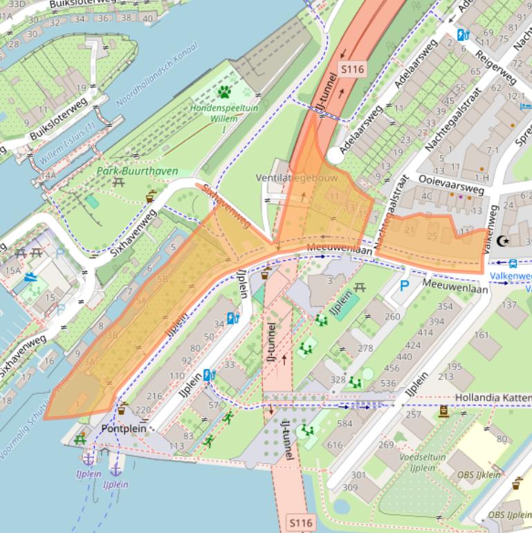 Kaart van postcodegebied 1021HR.