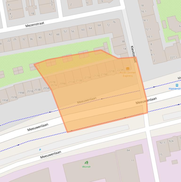 Kaart van postcodegebied 1021JE.