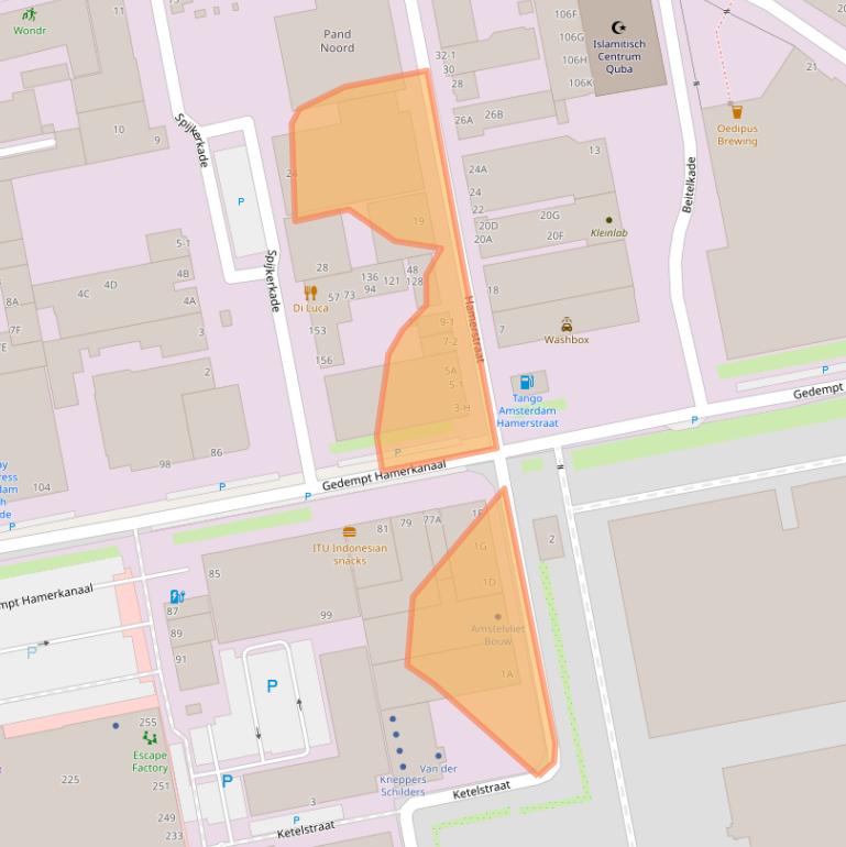 Kaart van postcodegebied 1021JT.