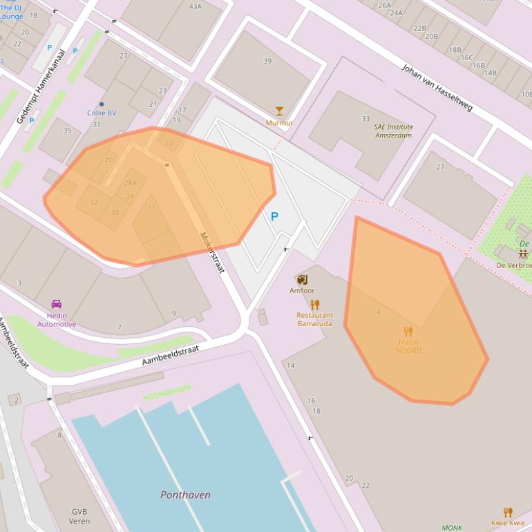 Kaart van postcodegebied 1021KC.