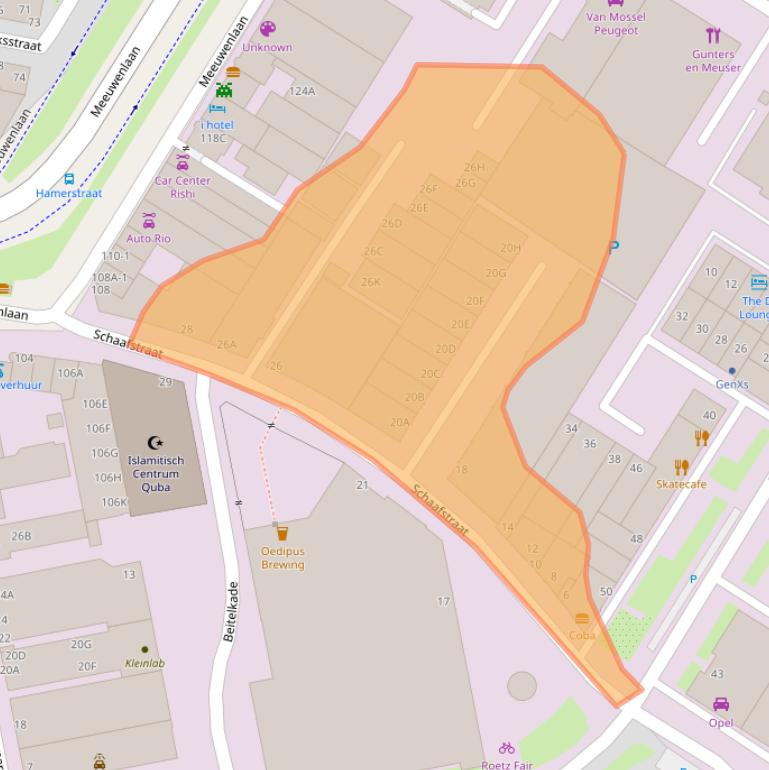 Kaart van postcodegebied 1021KE.