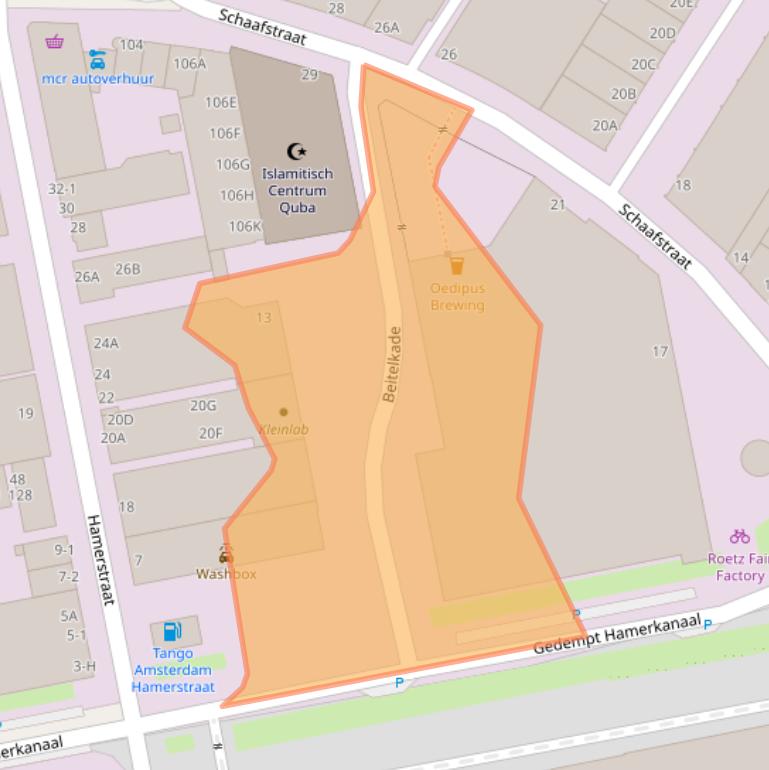 Kaart van postcodegebied 1021KG.