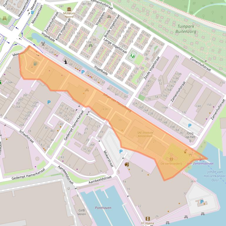 Kaart van postcodegebied 1021KN.