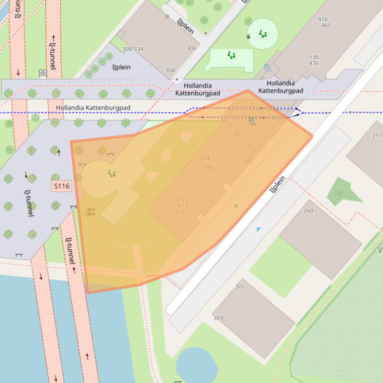 Kaart van postcodegebied 1021NB.