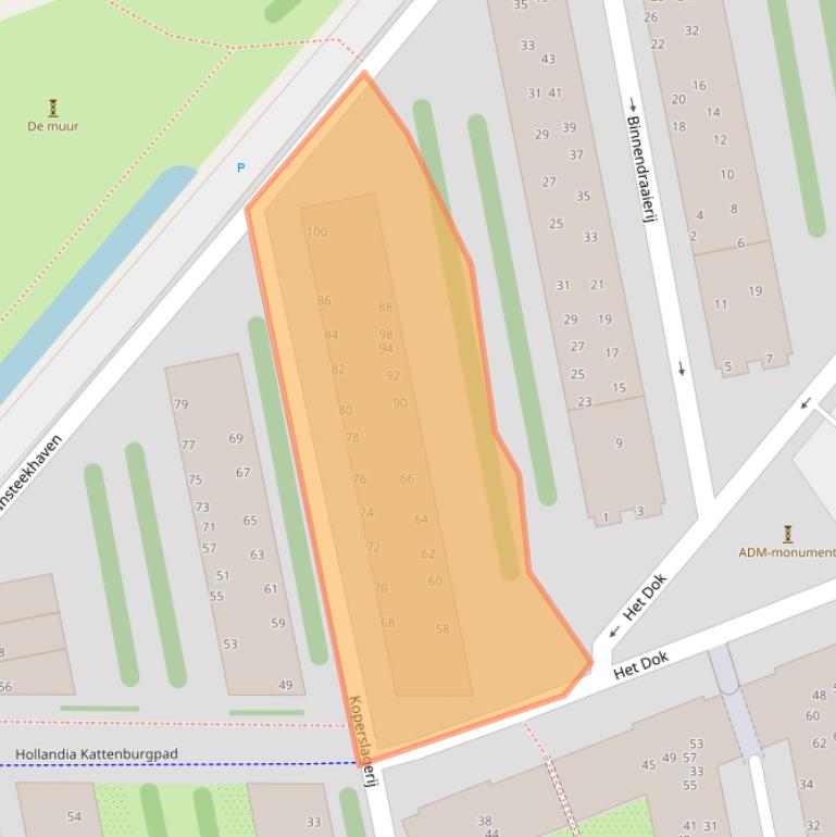 Kaart van postcodegebied 1021NL.