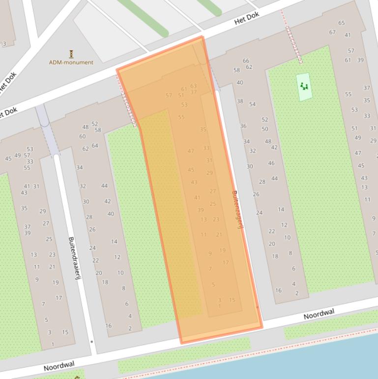 Kaart van postcodegebied 1021NP.