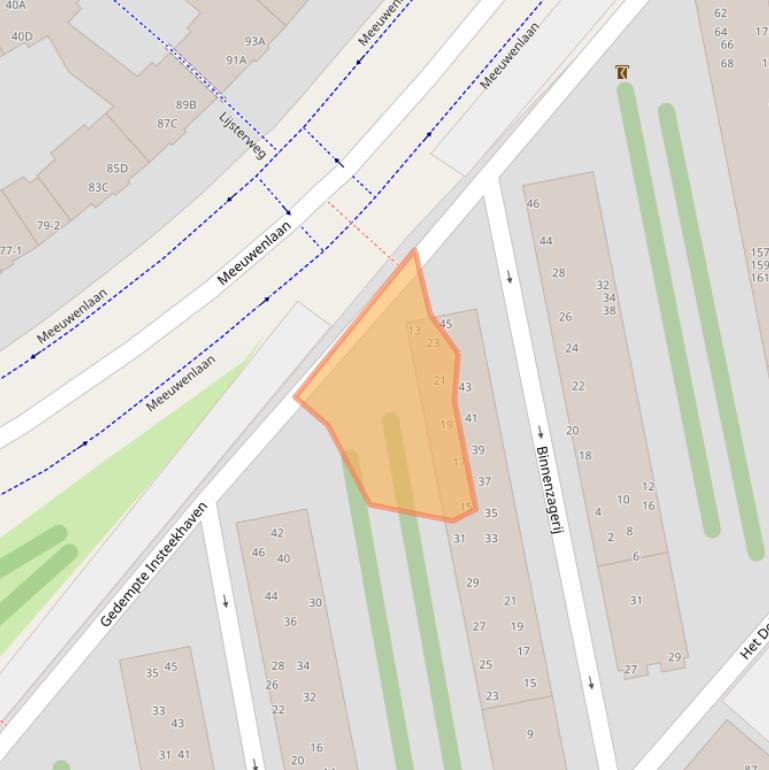 Kaart van postcodegebied 1021PM.