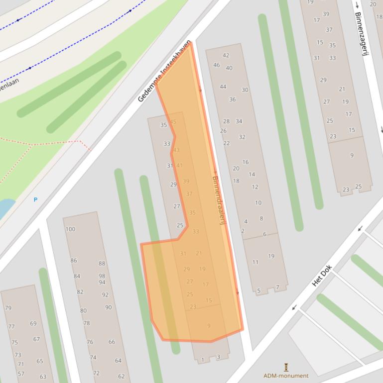 Kaart van postcodegebied 1021PP.