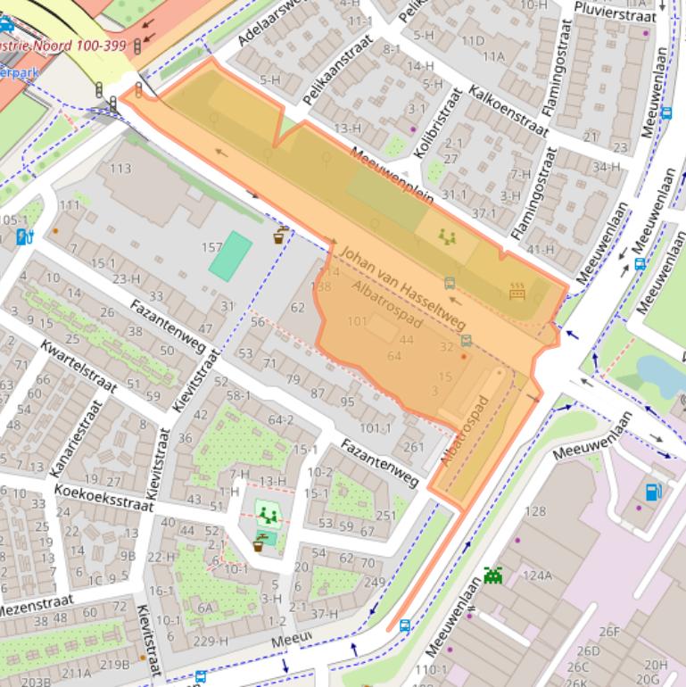 Kaart van postcodegebied 1021TR.