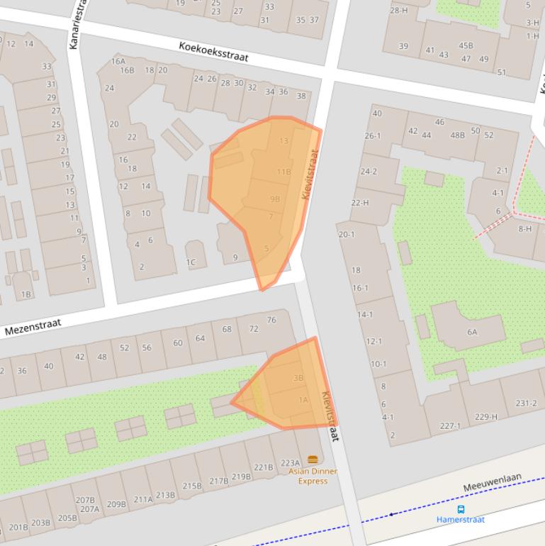 Kaart van postcodegebied 1021VC.