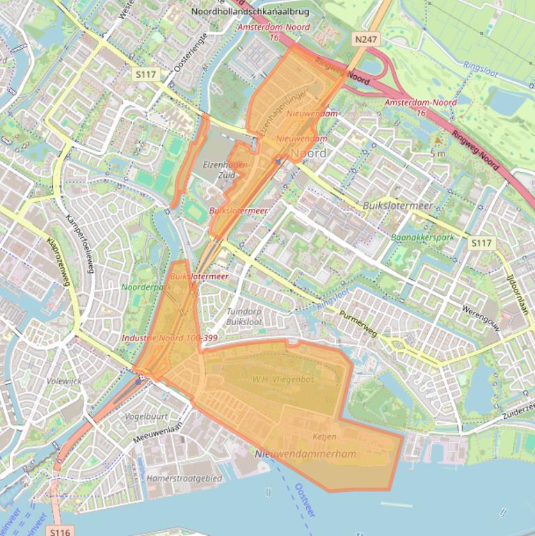 Kaart van postcodegebied 1022.