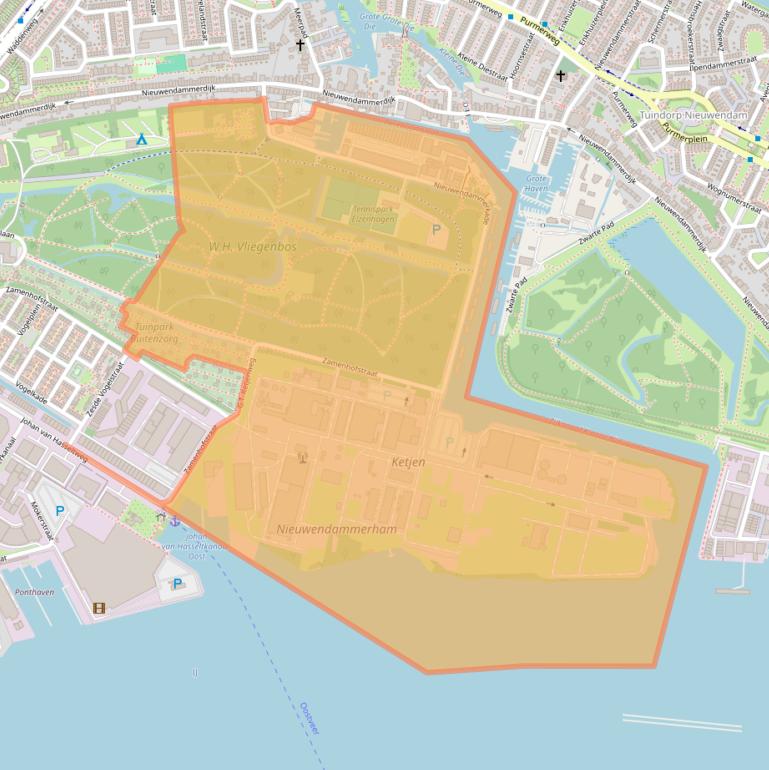 Kaart van postcodegebied 1022AB.