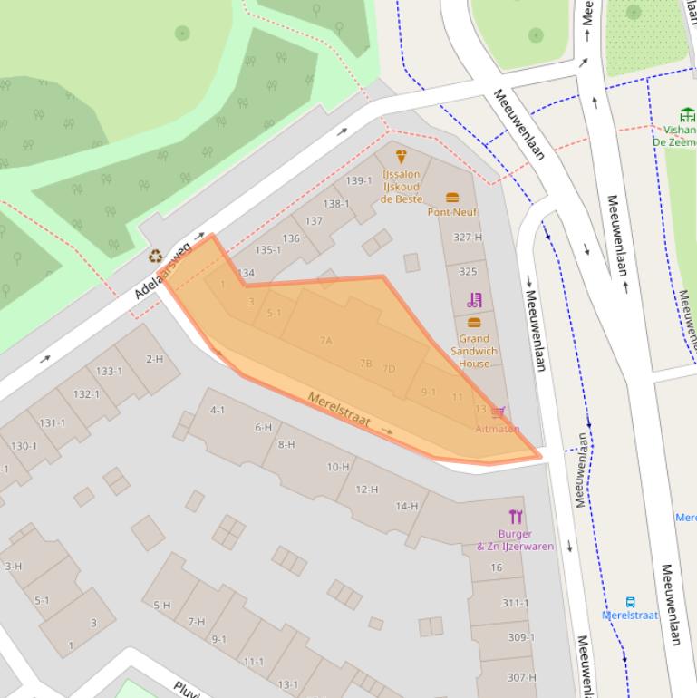 Kaart van postcodegebied 1022AN.