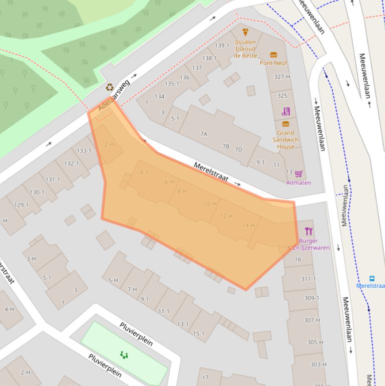 Kaart van postcodegebied 1022AP.