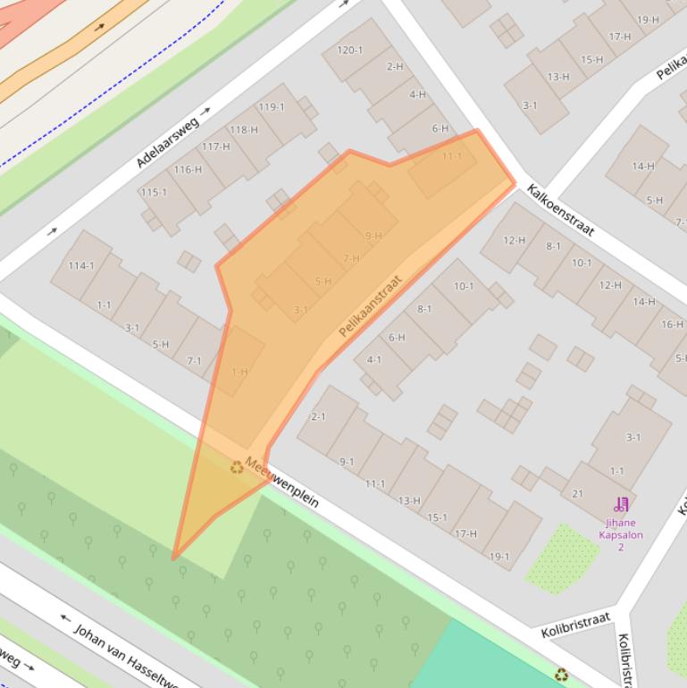 Kaart van postcodegebied 1022AV.