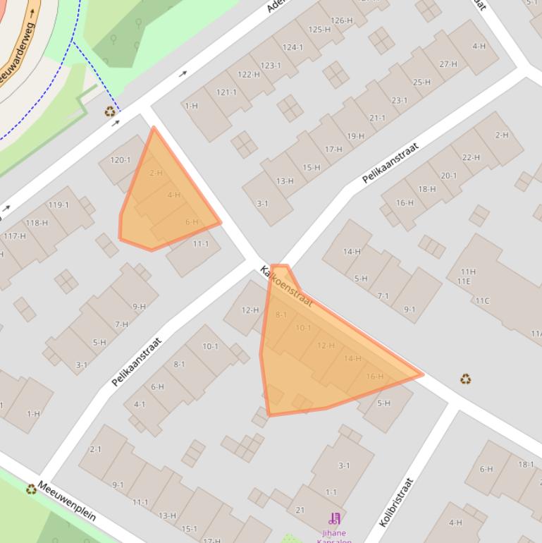 Kaart van postcodegebied 1022BB.