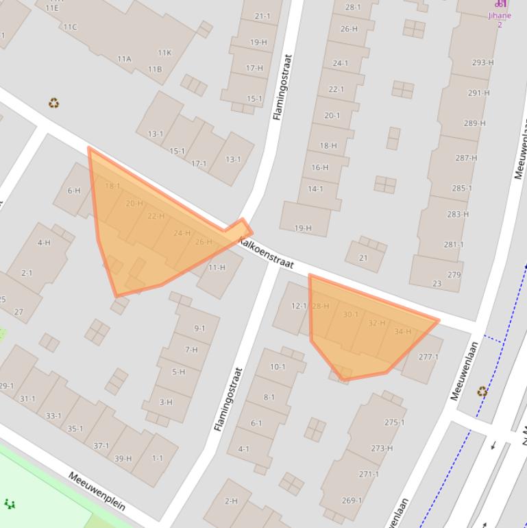 Kaart van postcodegebied 1022BC.