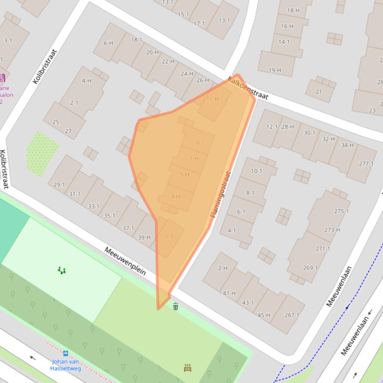 Kaart van postcodegebied 1022BD.