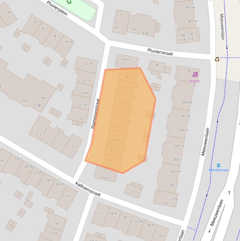 Kaart van postcodegebied 1022BH.