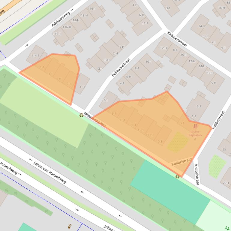Kaart van postcodegebied 1022BK.