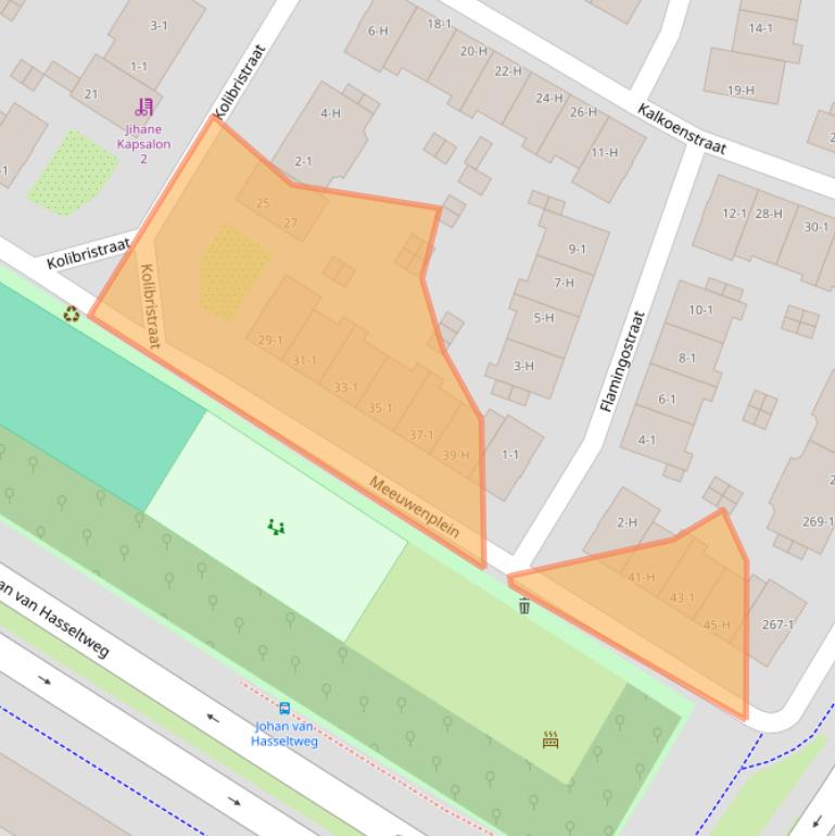 Kaart van postcodegebied 1022BL.