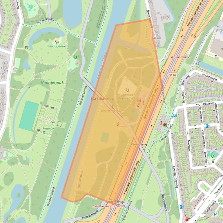 Kaart van postcodegebied 1022BN.